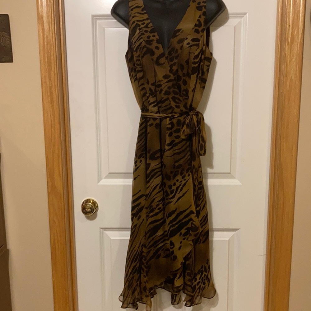 I.C.E Animal Print Wrap Dress. size8